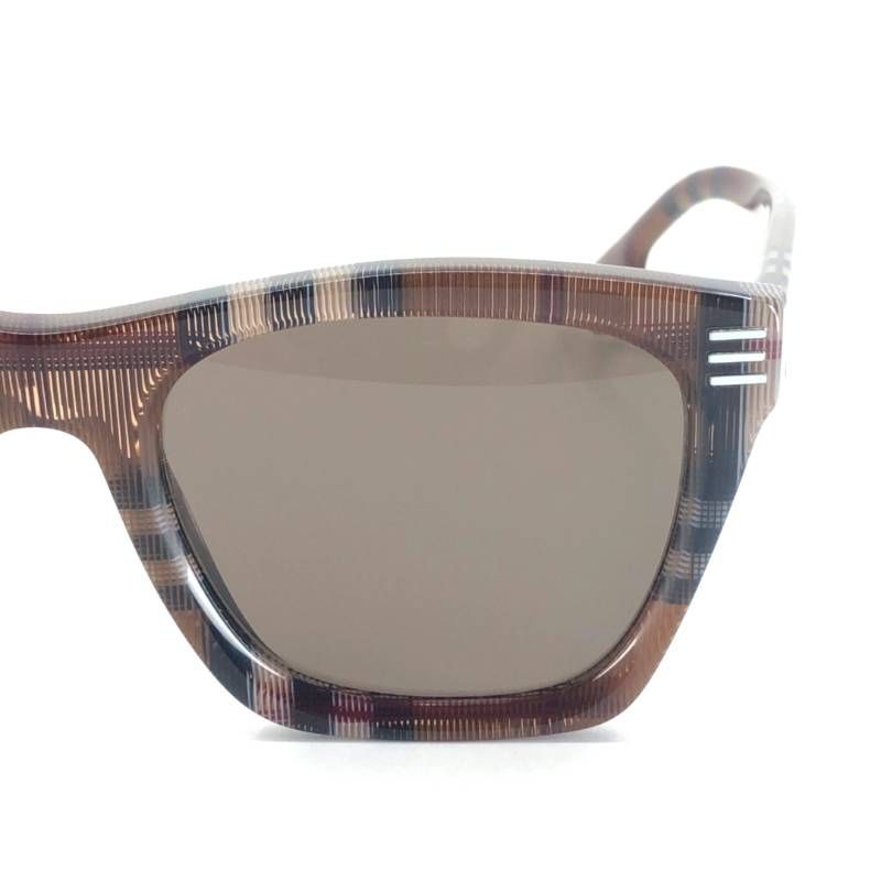 【美品・ケース付き】BURBERRY バーバリー／ノバチェック サングラス B 4348／アセテート／52□21 145／ブラウン