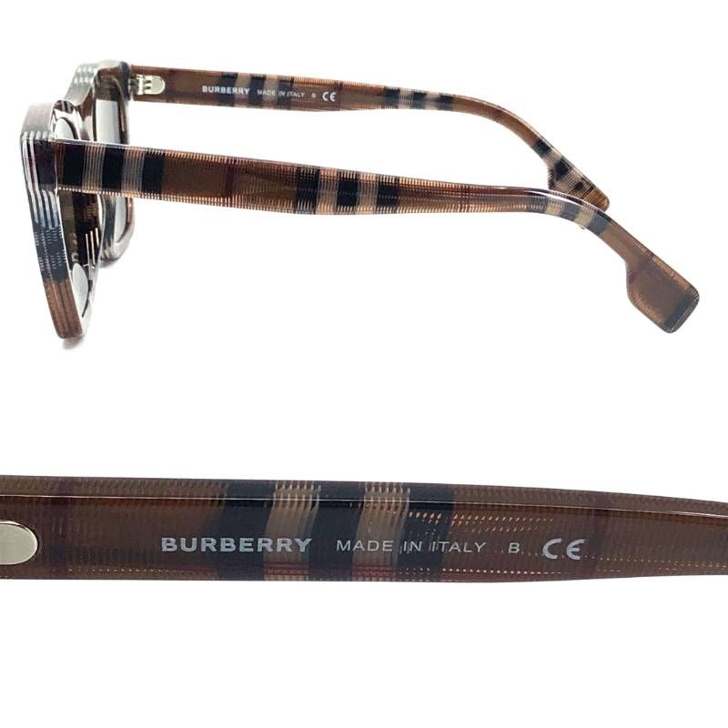 【美品・ケース付き】BURBERRY バーバリー／ノバチェック サングラス B 4348／アセテート／52□21 145／ブラウン