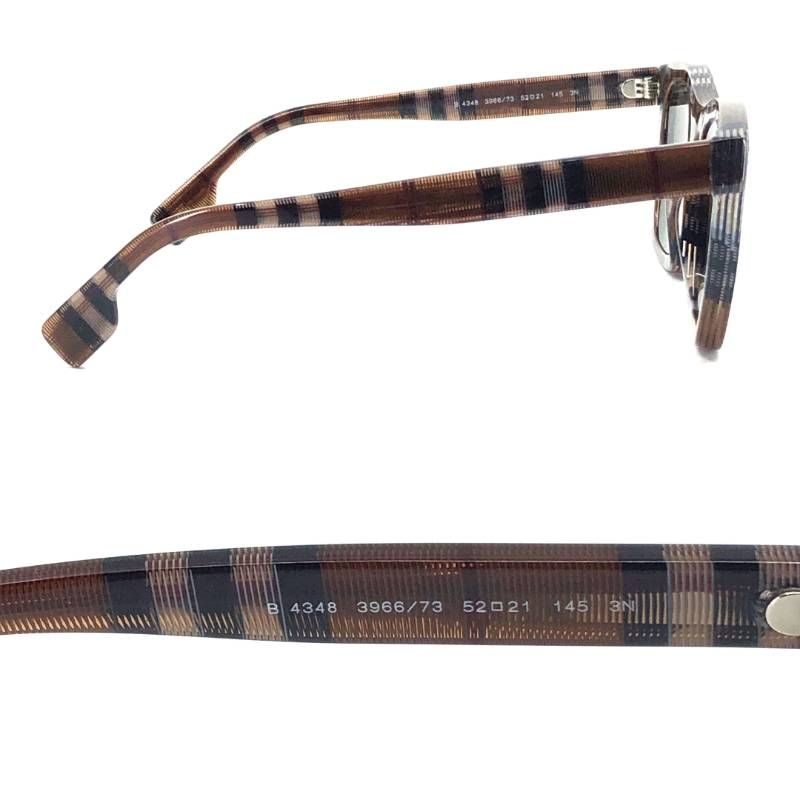 【美品・ケース付き】BURBERRY バーバリー／ノバチェック サングラス B 4348／アセテート／52□21 145／ブラウン