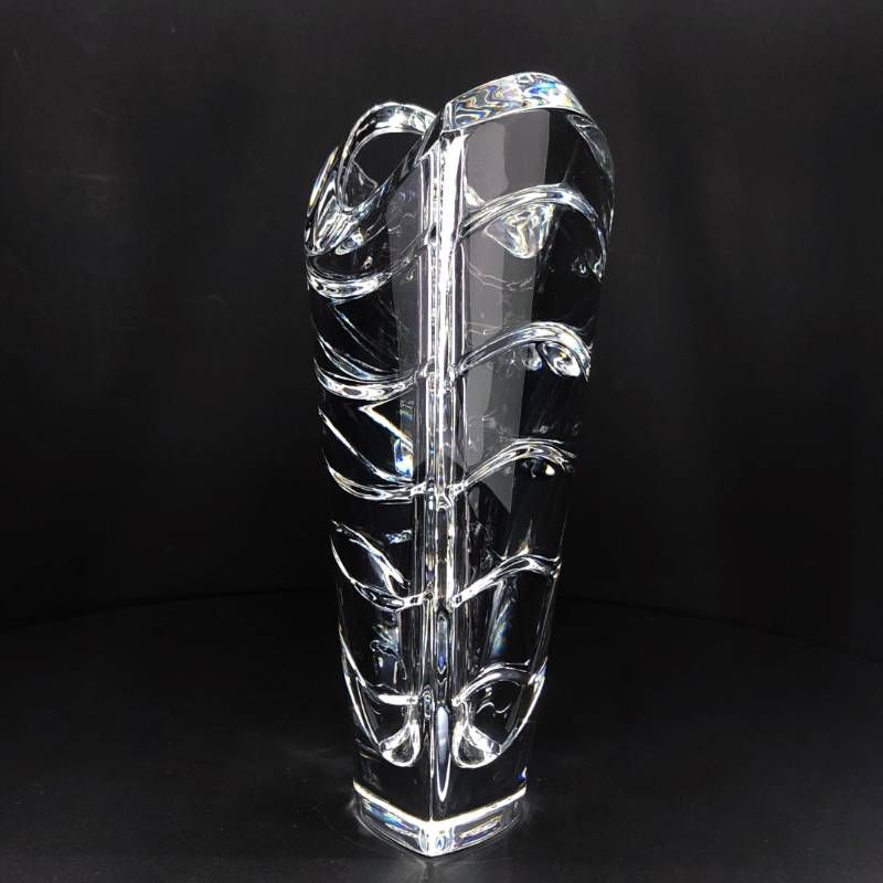 【美品・箱付き】Baccarat バカラ／ウェーブ フラワーベース 花瓶／クリスタルグラス／クリア／BC547