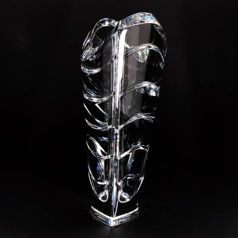 【美品・箱付き】Baccarat バカラ／ウェーブ フラワーベース 花瓶／クリスタルグラス／クリア／BC547