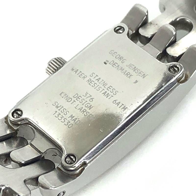 【美品】Georg Jensen ジョージジェンセン／レディース 腕時計 376／クォーツ／ステンレス シェル文字盤 4PD／シルバー ホワイト