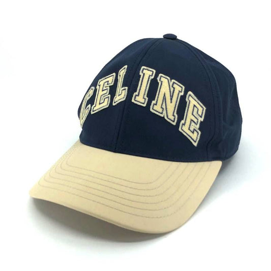 【美品】CELINE セリーヌ／カレッジパッチ ベースボールキャップ／M／ダークネイビー ベージュ