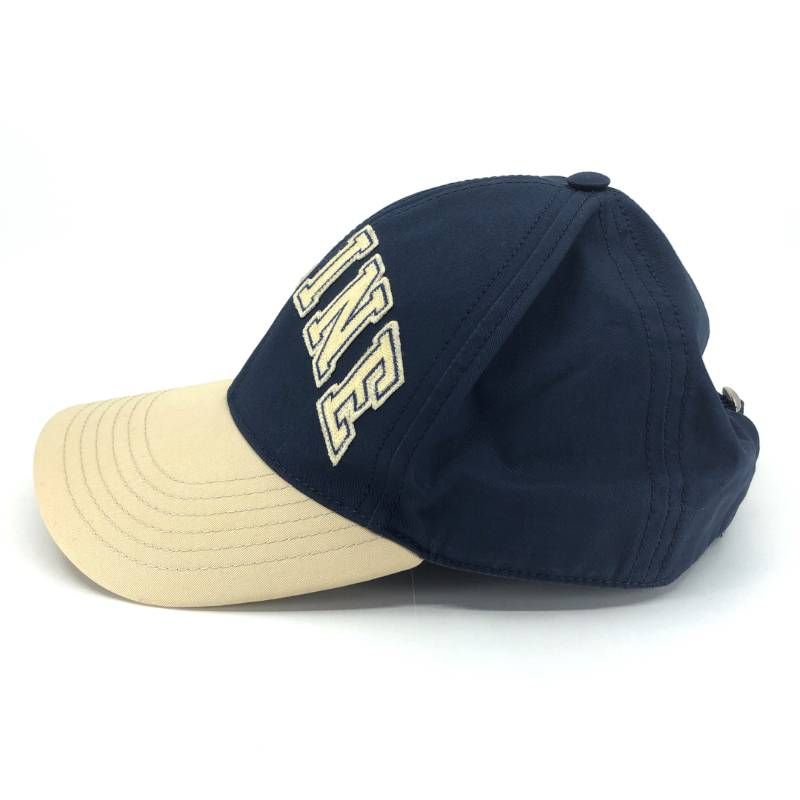 【美品】CELINE セリーヌ／カレッジパッチ ベースボールキャップ／M／ダークネイビー ベージュ