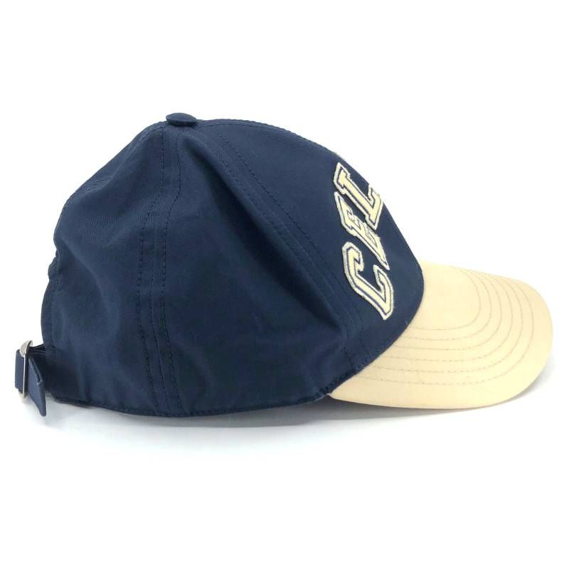 【美品】CELINE セリーヌ／カレッジパッチ ベースボールキャップ／M／ダークネイビー ベージュ
