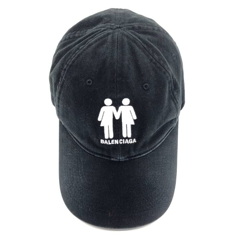 BALENCIAGA バレンシアガ／ヴィンテージ加工 2022 Pride プライド ベースボールキャップ／M 57／ブラック