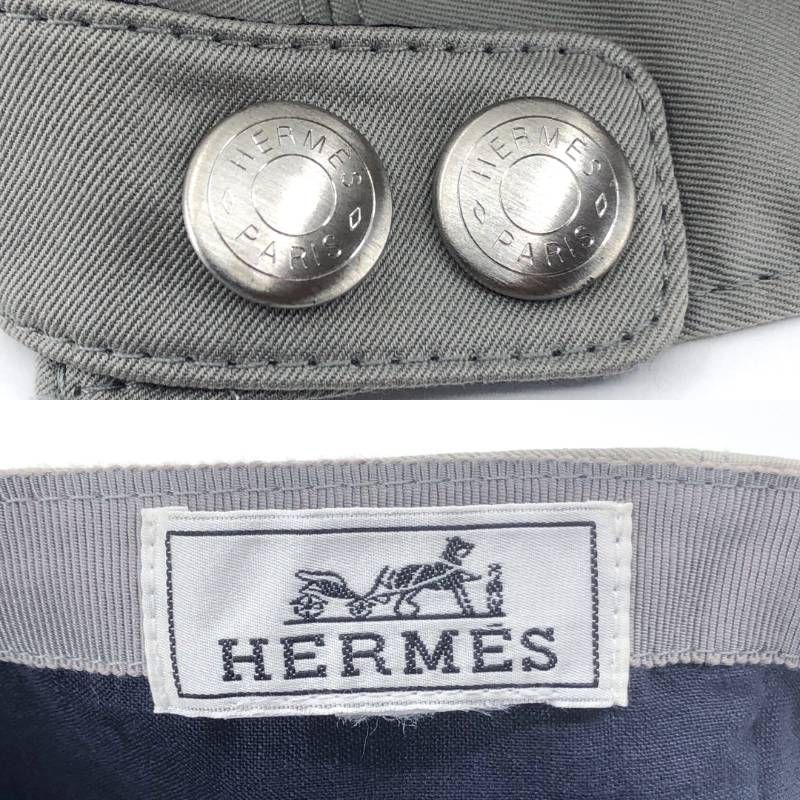 HERMES エルメス／カレッジパッチ ネヴァダ パズル エキストル キャップ／ホース 馬／約56cm／グレー