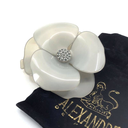 【美品・保管袋付き】ALEXANDRE DE PARIS アレクサンドルドゥパリ／カメリア バレッタ ／アセテート／グレー