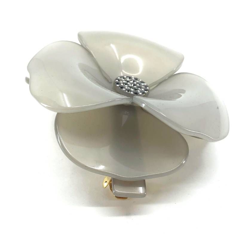 【美品・保管袋付き】ALEXANDRE DE PARIS アレクサンドルドゥパリ／カメリア バレッタ ／アセテート／グレー