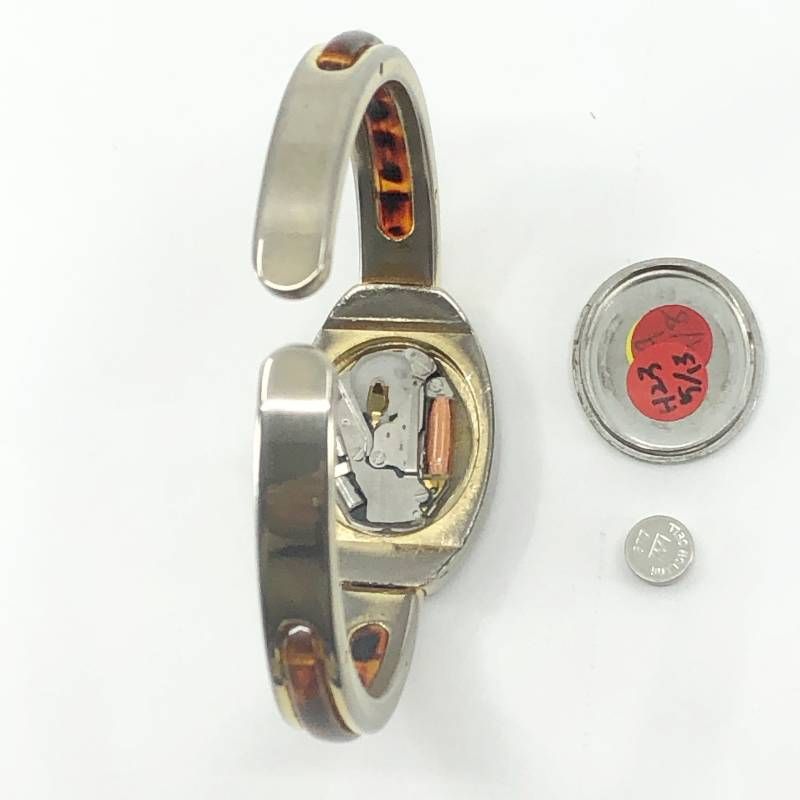 【電池交換済み】Fast ファスト／レディース バングルウォッチ／クォーツ／アセテート・ステンレス／ブラウン・ゴールド