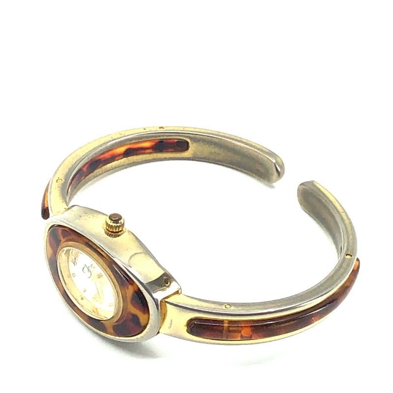 【電池交換済み】Fast ファスト／レディース バングルウォッチ／クォーツ／アセテート・ステンレス／ブラウン・ゴールド