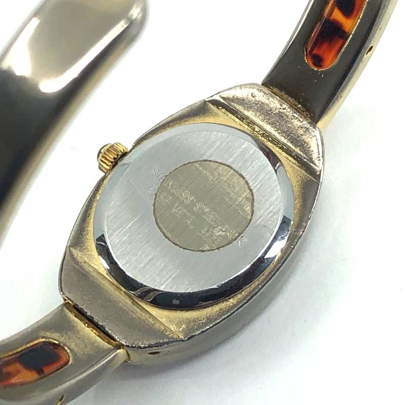 【電池交換済み】Fast ファスト／レディース バングルウォッチ／クォーツ／アセテート・ステンレス／ブラウン・ゴールド