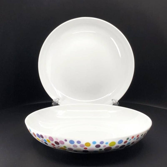 【美品・箱付き】Richard Ginori リチャードジノリ／INF ポイント パスタプレート 2枚 セット／21.5cm／陶器／ホワイト・マルチカラー