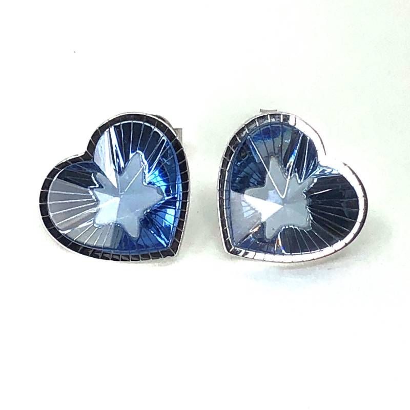 【美品・箱・保管袋付き】Baccarat バカラ／エトワール・ドゥ・モンクール コレクション スタッドピアス PVM／クリスタルグラス・SV925／ライトブルー・シルバー／BC558