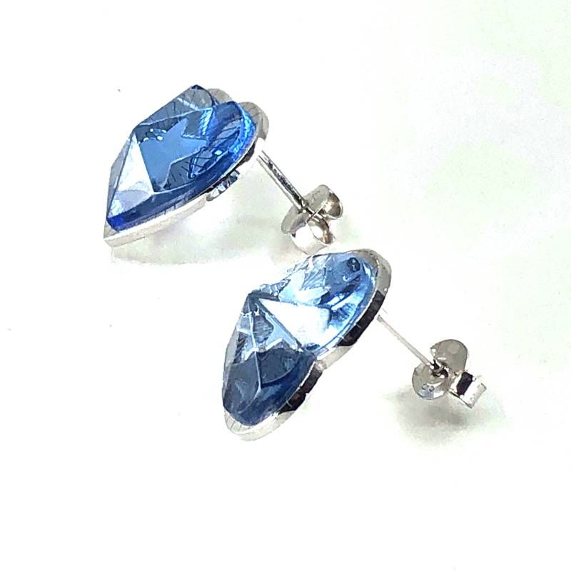 【美品・箱・保管袋付き】Baccarat バカラ／エトワール・ドゥ・モンクール コレクション スタッドピアス PVM／クリスタルグラス・SV925／ライトブルー・シルバー／BC558