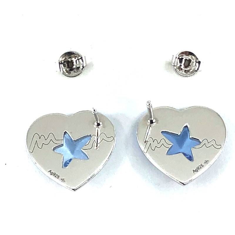 【美品・箱・保管袋付き】Baccarat バカラ／エトワール・ドゥ・モンクール コレクション スタッドピアス PVM／クリスタルグラス・SV925／ライトブルー・シルバー／BC558