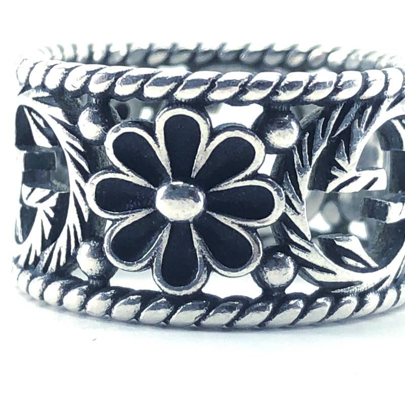 【美品】GUCCI グッチ／インターロッキングG フラワー リング 指輪／SV925／13号／シルバー