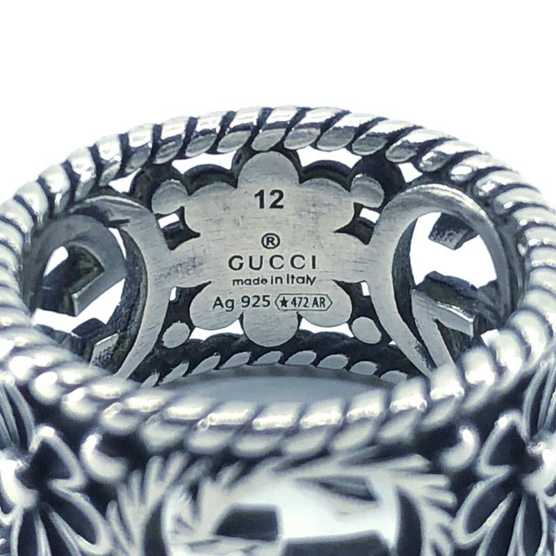 【美品】GUCCI グッチ／インターロッキングG フラワー リング 指輪／SV925／13号／シルバー