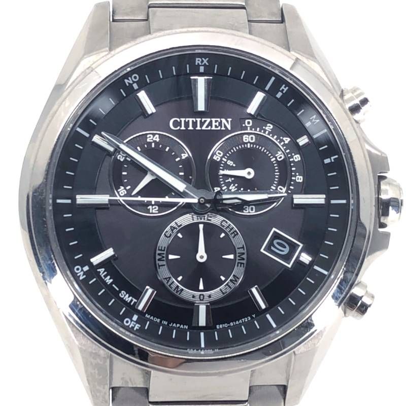 【美品】CITIZEN シチズン／エコドライブ E610 S104203／ソーラークォーツ／チタン／シルバー・ブラック