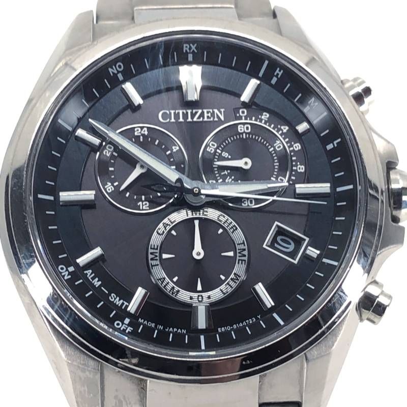 【美品】CITIZEN シチズン／エコドライブ E610 S104203／ソーラークォーツ／チタン／シルバー・ブラック