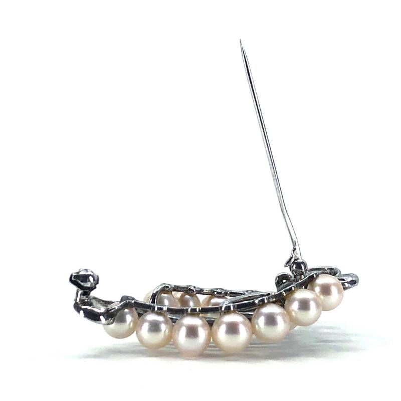 【美品】MIKIMOTO ミキモト／パール 真珠 12珠 シルバー M・S刻印 ブローチ／SV・パール（5.3〜6.0mm)／シルバー・ホワイト