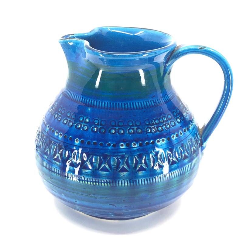 【美品】FLAVIA フラビア／MONTELUPO ビトッシ 水差し 花瓶／陶器／コバルトブルー