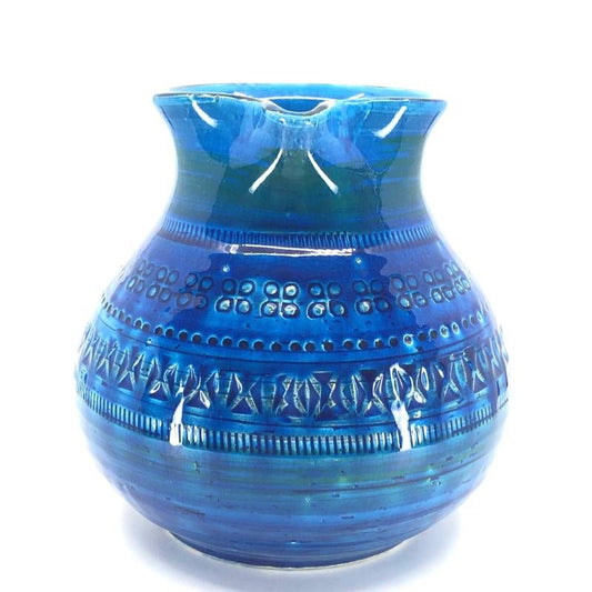 【美品】FLAVIA フラビア／MONTELUPO ビトッシ 水差し 花瓶／陶器／コバルトブルー