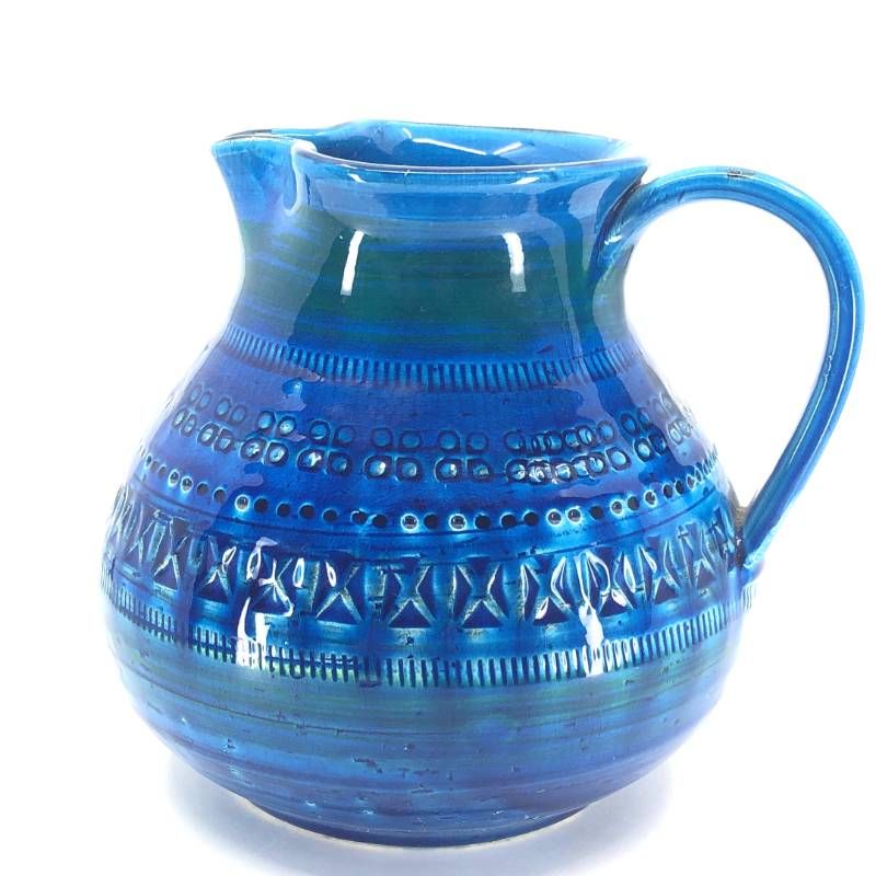 【美品】FLAVIA フラビア／MONTELUPO ビトッシ 水差し 花瓶／陶器／コバルトブルー