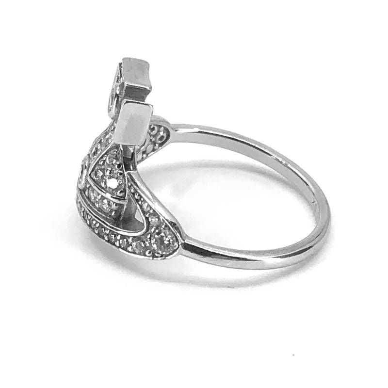 【美品】Vivienne Westwood ヴィヴィアンウエストウッド／オーブモチーフ ラインストーン リング 指輪／SV925／10号／シルバー