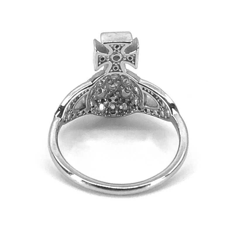 【美品】Vivienne Westwood ヴィヴィアンウエストウッド／オーブモチーフ ラインストーン リング 指輪／SV925／10号／シルバー