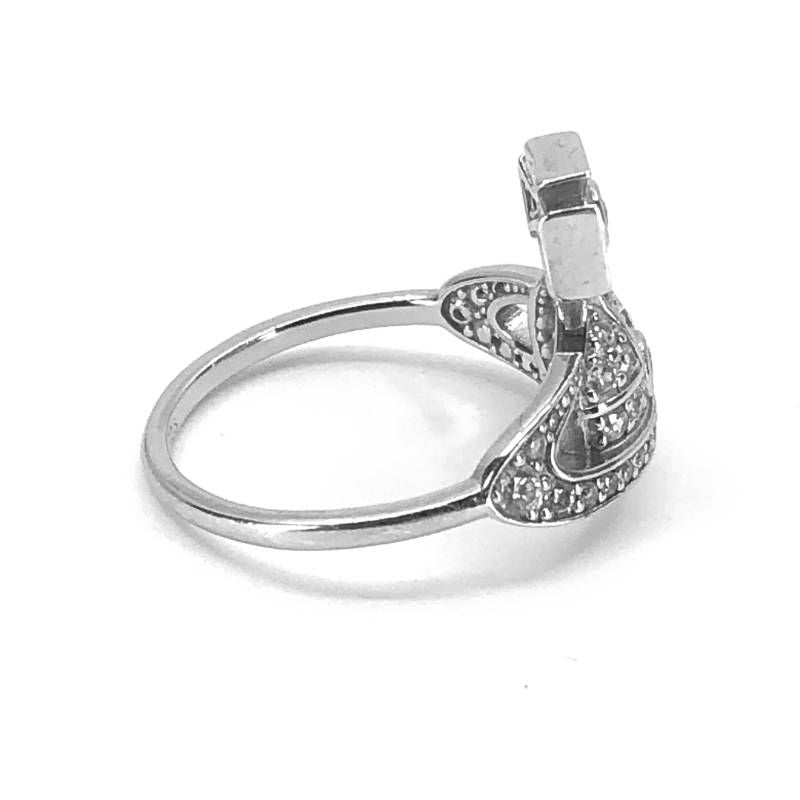 【美品】Vivienne Westwood ヴィヴィアンウエストウッド／オーブモチーフ ラインストーン リング 指輪／SV925／10号／シルバー