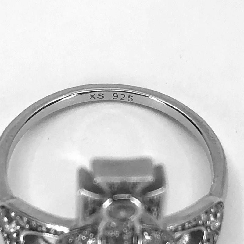 【美品】Vivienne Westwood ヴィヴィアンウエストウッド／オーブモチーフ ラインストーン リング 指輪／SV925／10号／シルバー