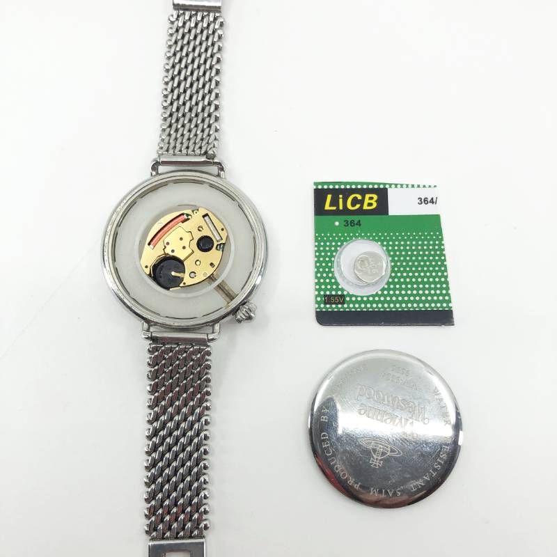 【電池交換済み】Vivienne Westwood ヴィヴァンウエストウッド／オーブモチーフ レディース 腕時計 VW-9034／クォーツ／ステンレス／シルバー・ブラック