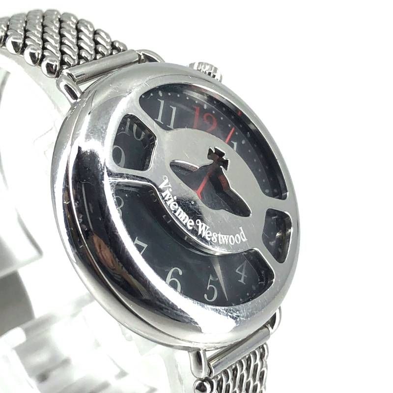 【電池交換済み】Vivienne Westwood ヴィヴァンウエストウッド／オーブモチーフ レディース 腕時計 VW-9034／クォーツ／ステンレス／シルバー・ブラック