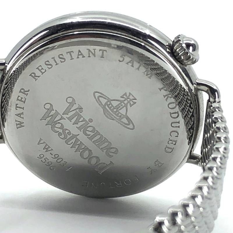 【電池交換済み】Vivienne Westwood ヴィヴァンウエストウッド／オーブモチーフ レディース 腕時計 VW-9034／クォーツ／ステンレス／シルバー・ブラック