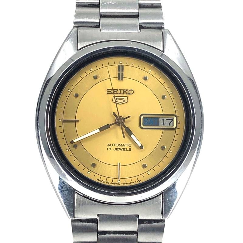 【美品】SEIKO セイコー／セイコー5 7009-3041／自動巻き／ステンレス／シルバー・イエローゴールド