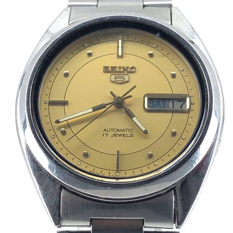 【美品】SEIKO セイコー／セイコー5 7009-3041／自動巻き／ステンレス／シルバー・イエローゴールド