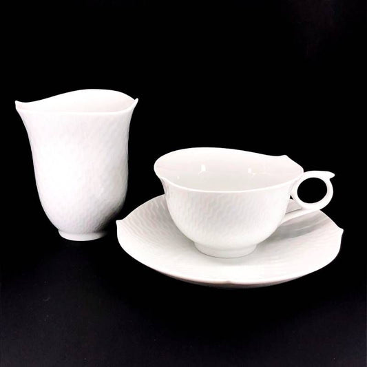【美品】MEISSEN マイセン／波の戯れ カップ＆ソーサー・タンブラー／陶器／ホワイト
