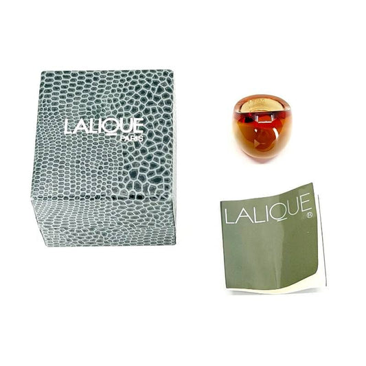 【美品・箱付き】Lalique ラリック／カボション リング／12号／グラス／琥珀色／M02900