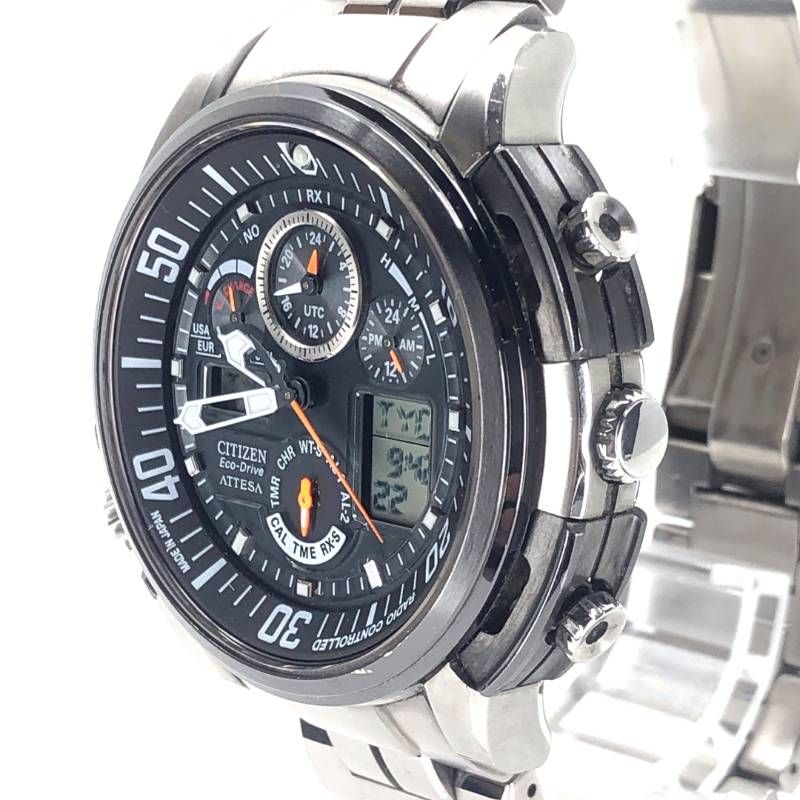 【美品・箱・取説・コマ付き】CITIZEN シチズン／エコドライブ U680-T013252／ソーラークォーツ／チタン／シルバー・ブラック