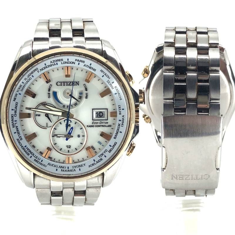 【限定・美品】CITIZEN シチズン／エコドライブ  L.E. H820-T021701／ダブルダイレクトフライト／ソーラークォーツ／ステンレス・GP／シルバー・ホワイト・ゴールド