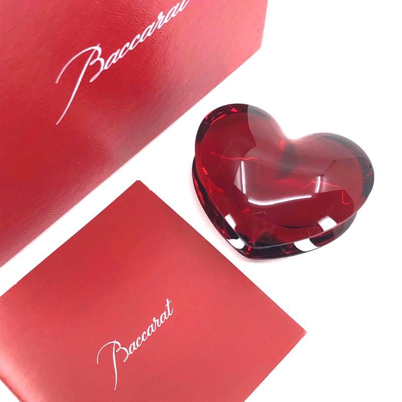 【美品・箱付き】Baccarat バカラ／ザンザン ハート レッド ペーパーウェイト／クリスタルグラス／レッド／BC579