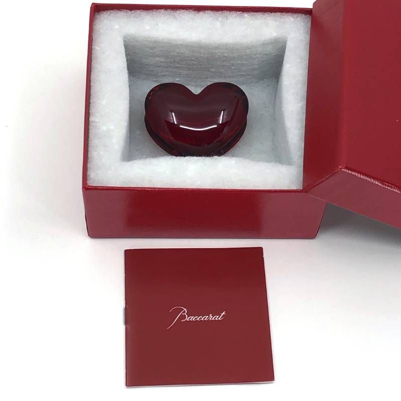 【美品・箱付き】Baccarat バカラ／ザンザン ハート レッド ペーパーウェイト／クリスタルグラス／レッド／BC579