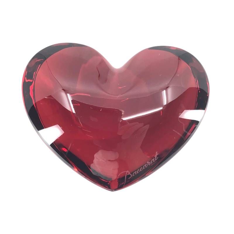 【美品・箱付き】Baccarat バカラ／ザンザン ハート レッド ペーパーウェイト／クリスタルグラス／レッド／BC579
