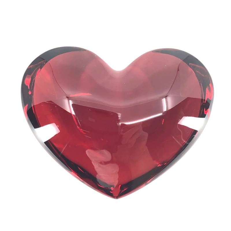 【美品・箱付き】Baccarat バカラ／ザンザン ハート レッド ペーパーウェイト／クリスタルグラス／レッド／BC579