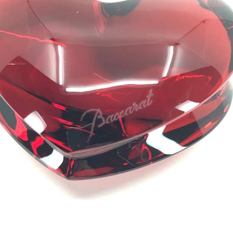 【美品・箱付き】Baccarat バカラ／ザンザン ハート レッド ペーパーウェイト／クリスタルグラス／レッド／BC579