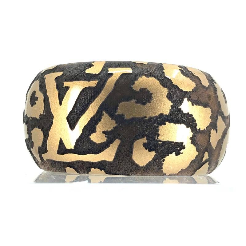 【美品】LOUIS VUITTON ルイヴィトン／ブラスレ レオモノグラム バングル ゴールド M65929／レジン／ブラウン・ゴールド