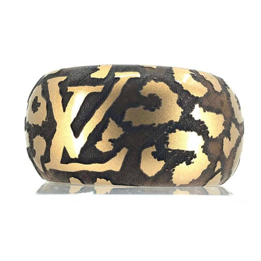 【美品】LOUIS VUITTON ルイヴィトン／ブラスレ レオモノグラム バングル ゴールド M65929／レジン／ブラウン・ゴールド