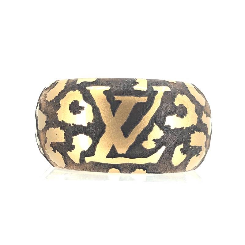 【美品】LOUIS VUITTON ルイヴィトン／ブラスレ レオモノグラム バングル ゴールド M65929／レジン／ブラウン・ゴールド