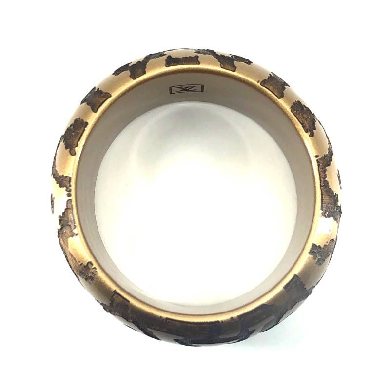 【美品】LOUIS VUITTON ルイヴィトン／ブラスレ レオモノグラム バングル ゴールド M65929／レジン／ブラウン・ゴールド